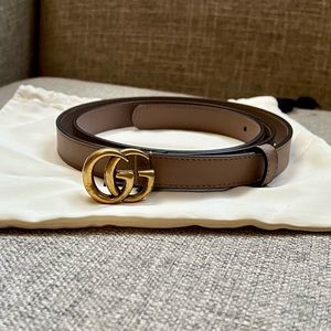 Gucci Marmont Skinny Belt in Dusty Pink Leather - 105